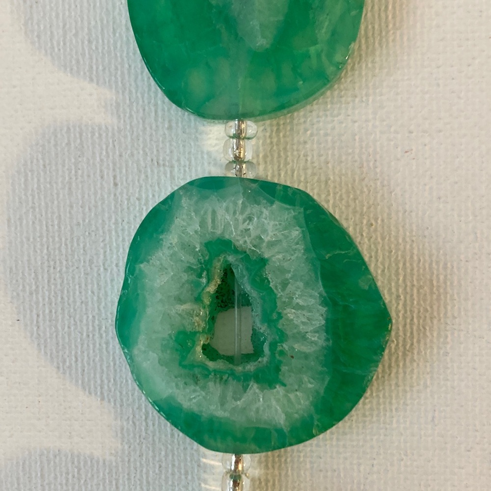 Elegant Green Agate Triple Drop strand. Ready for crafting - Picture 3 of 6